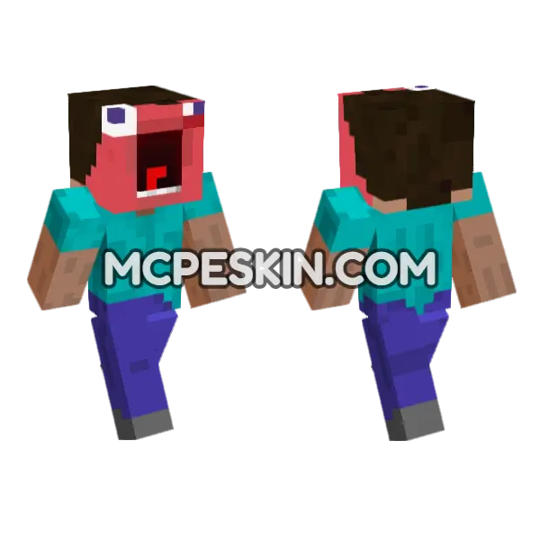 Big Mouth Angry Steve Minecraft Bedrock skin, front and back