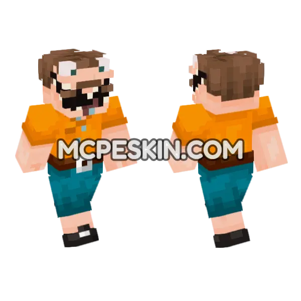 Big Mouth Guy Minecraft Bedrock skin, front and back