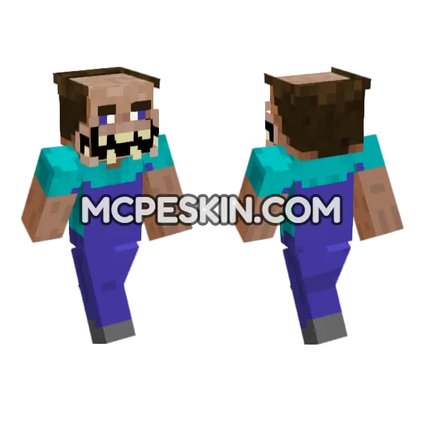 Big Mouth Old Steve Minecraft Bedrock skin, front and back