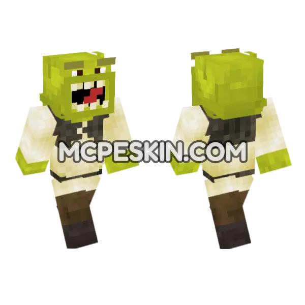 Big Mouth Shrek Minecraft Bedrock skin, front and back
