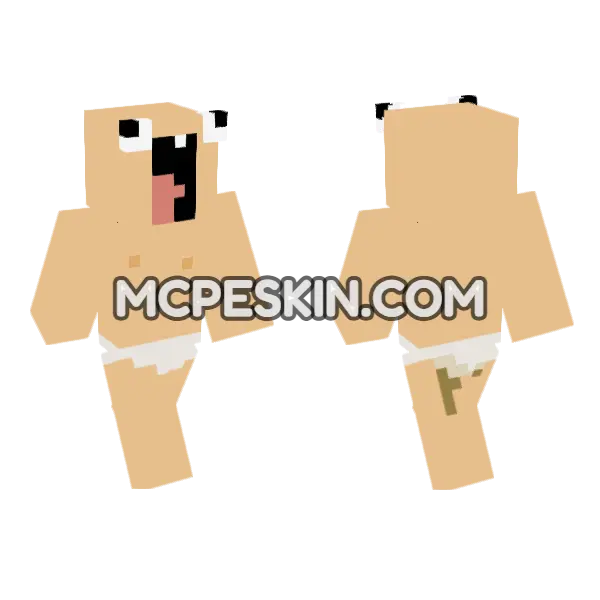Bigmouth Noob Kid Minecraft Bedrock skin, front and back