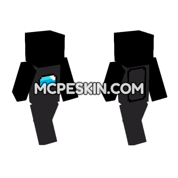 Black Among Us Crewmate Minecraft Bedrock skin, front and back