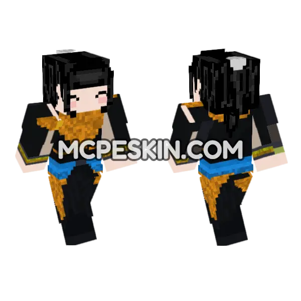 Black and Gold Uniform Minecraft Bedrock skin, front and back