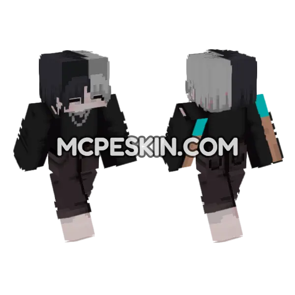 Black And Grey Outfit Minecraft Bedrock skin, front and back
