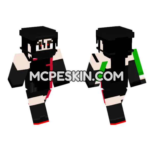 Black and Red Anime Girl, front and back