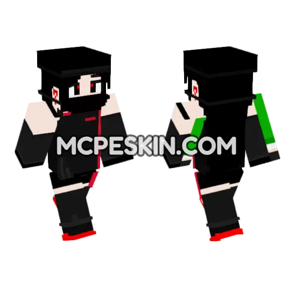 Black and Red Anime Girl, front and back