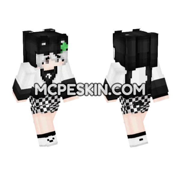 Black and White Checkered Outfit, front and back