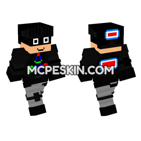 Black and White Knight Minecraft Bedrock skin, front and back
