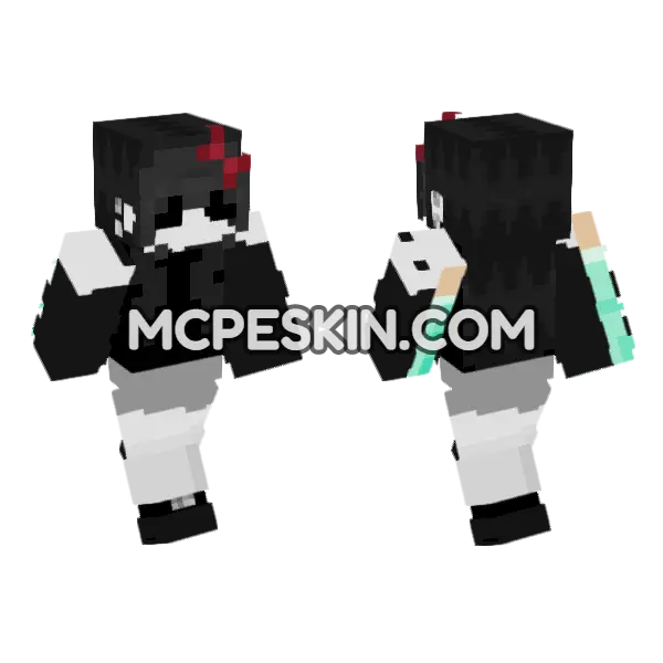 Black and White Maid Minecraft Bedrock skin, front and back