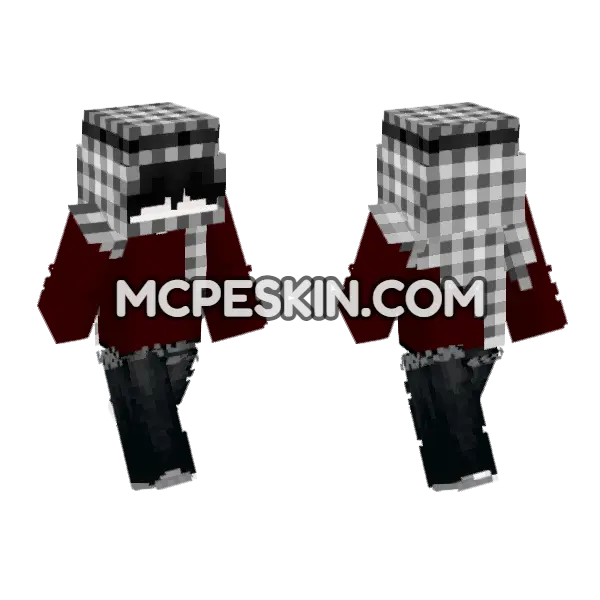 Black And White Plaid Outfit Minecraft Bedrock skin, front and back