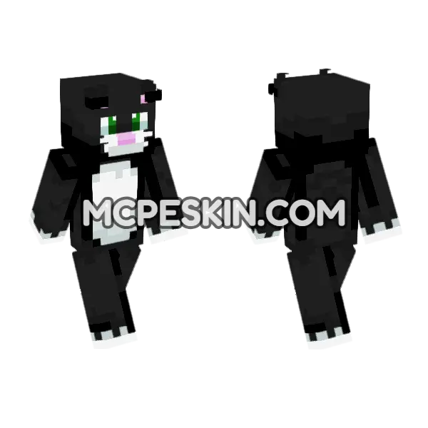 Black Cat Minecraft Bedrock skin, front and back