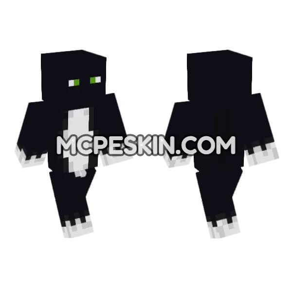 Black Cat Minecraft Bedrock skin, front and back