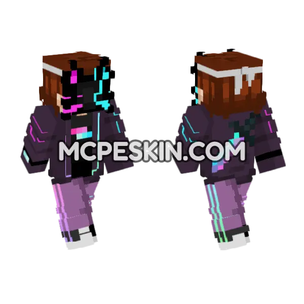 Black Cat Outfit Minecraft Bedrock skin, front and back