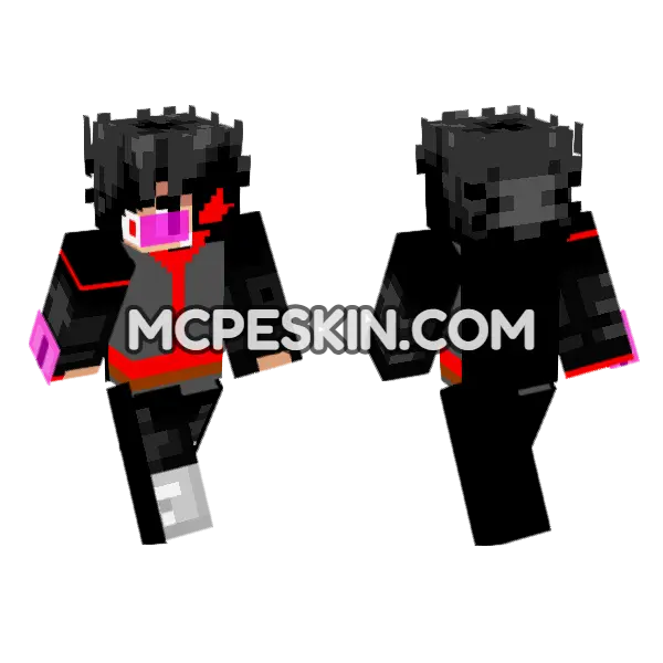 Black Fabi Malvado Hijo De Cherlon Minecraft Bedrock skin, front and back