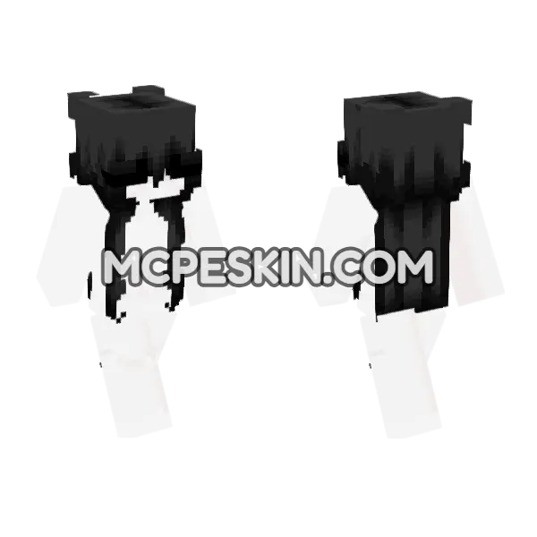 Black Hair Skin Base Minecraft Bedrock skin, front and back