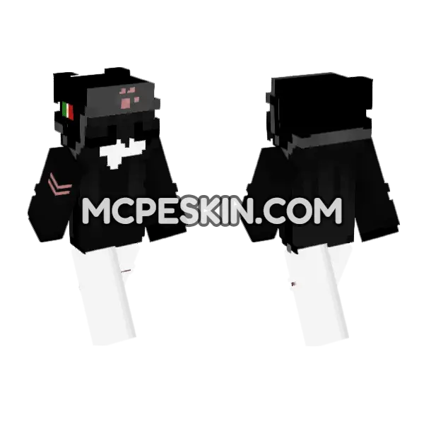 Black Hooded Figure Minecraft Bedrock skin, front and back