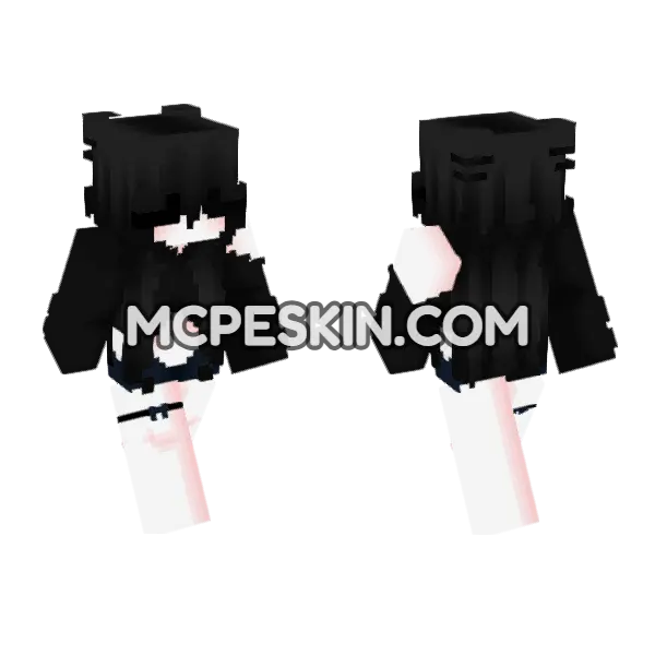 Black Hoodie Outfit Minecraft Bedrock skin, front and back