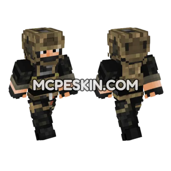 Black Multicam Kit Op Minecraft Bedrock skin, front and back
