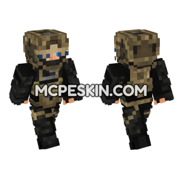 Black Multicam Kit Op2 Minecraft Bedrock skin, front and back