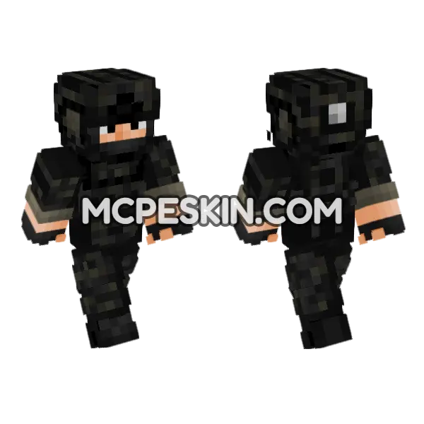 Black Multicam Operator Minecraft Bedrock skin, front and back