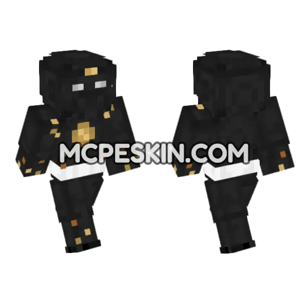 Black Ninja Ranger Minecraft Bedrock skin, front and back