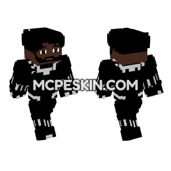 Black Panther T'Challa Unmasked Minecraft Bedrock skin, front and back