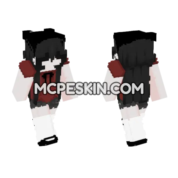 Black Red 15 Minecraft Bedrock skin, front and back
