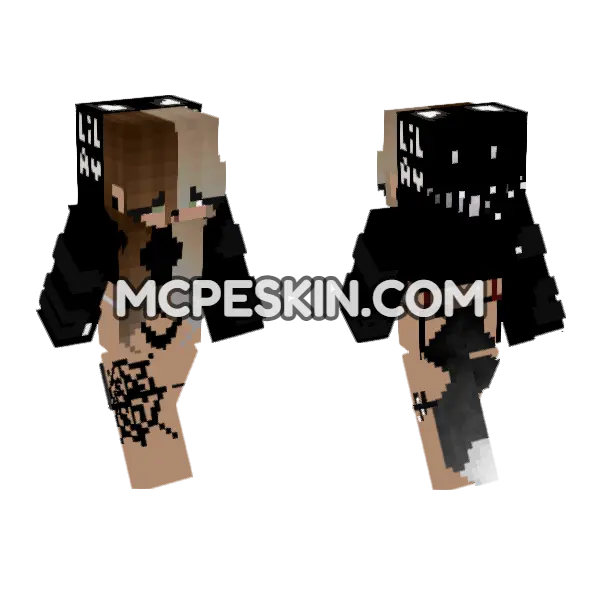 Black Spider Version Minecraft Bedrock skin, front and back
