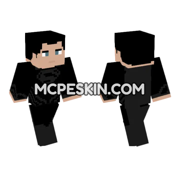 Black Suit Justice League Minecraft Bedrock skin, front and back