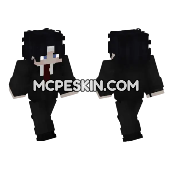 Black Suit With Red Tie Minecraft Bedrock skin, front and back