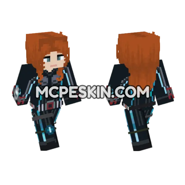 Black Widow Age Of Ultron Minecraft Bedrock skin, front and back