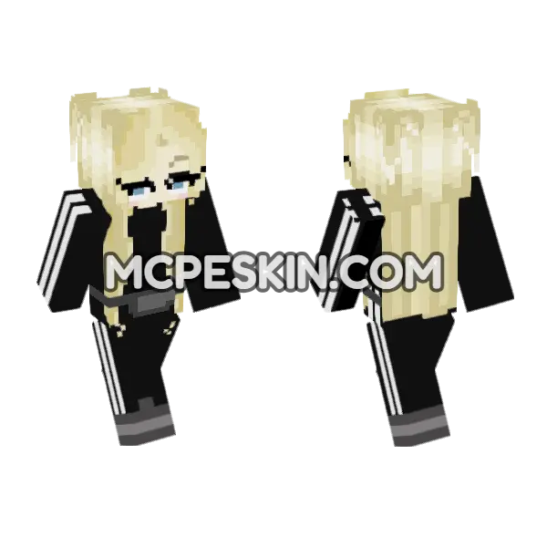 Blond Adidas Girl Minecraft Bedrock skin, front and back