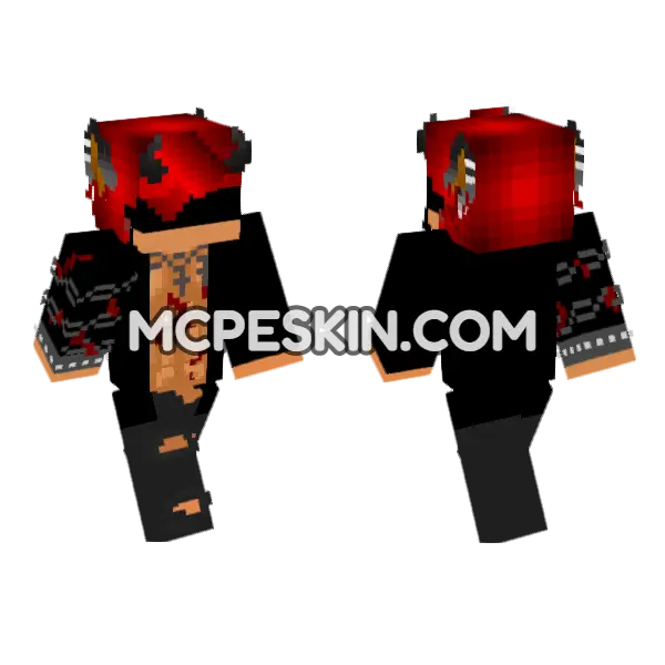 Bloody Black Suit Minecraft Bedrock skin, front and back