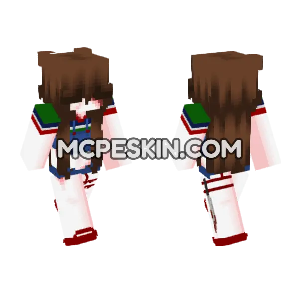 Bloody Chucky Doll Minecraft Bedrock skin, front and back
