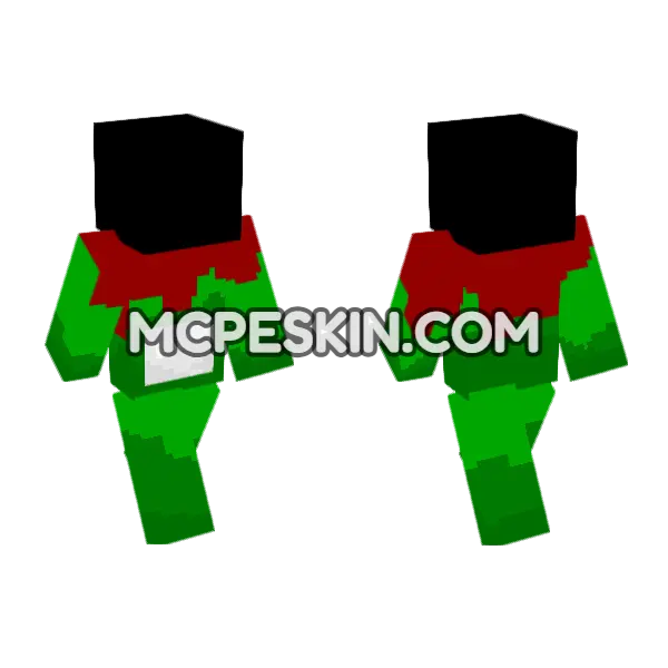 Bloody Green Creeper Minecraft Bedrock skin, front and back