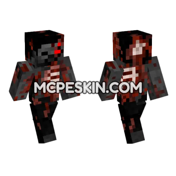 Bloody Skeleton Minecraft Bedrock skin, front and back