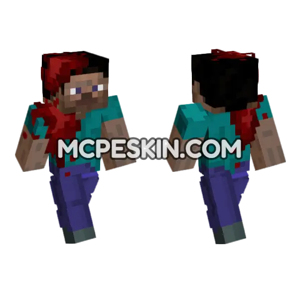 Bloody Steve Skin Minecraft Bedrock skin, front and back