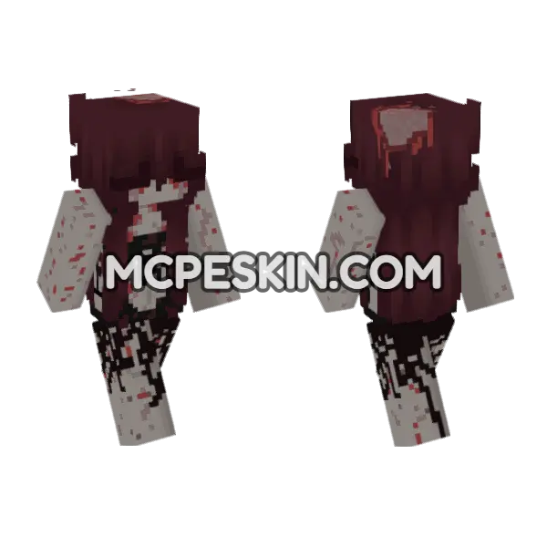 Bloody Zombie Skin Minecraft Bedrock skin, front and back