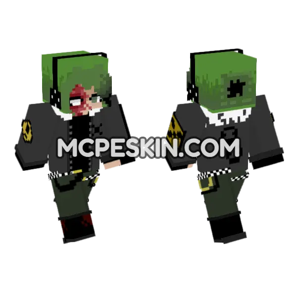 Bloody Zombie Survivor Minecraft Bedrock skin, front and back
