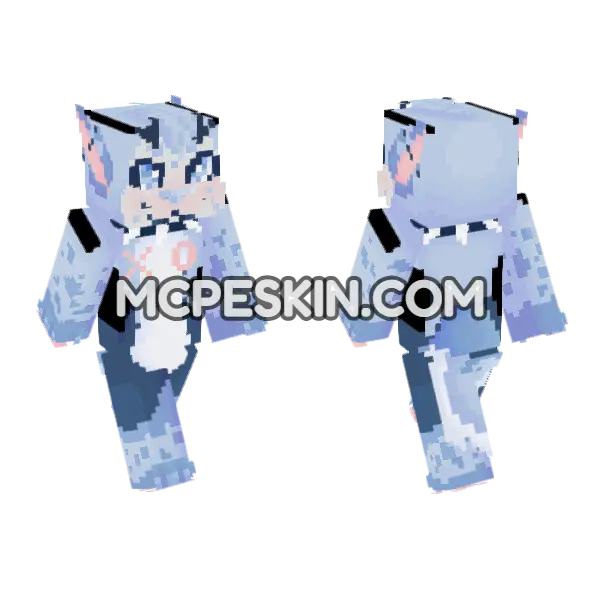 Blu Furry Minecraft Bedrock skin, front and back