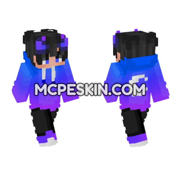 Blue And Purple Hoodie Minecraft Bedrock skin, front and back