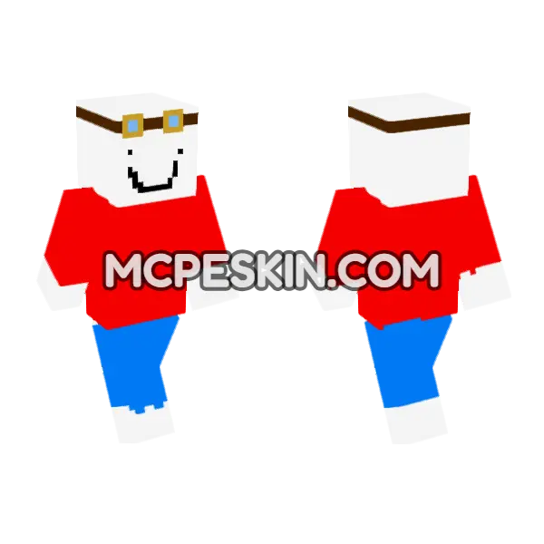 Blue and Red Goggles Guy, front and back