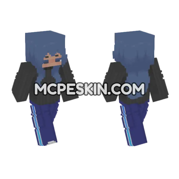 Blue Anime Boy Minecraft Bedrock skin, front and back