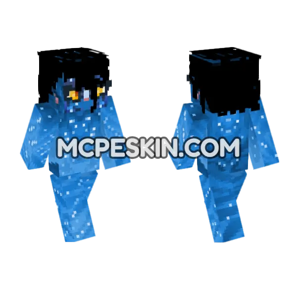 Blue Avatar Warrior Minecraft Bedrock skin, front and back