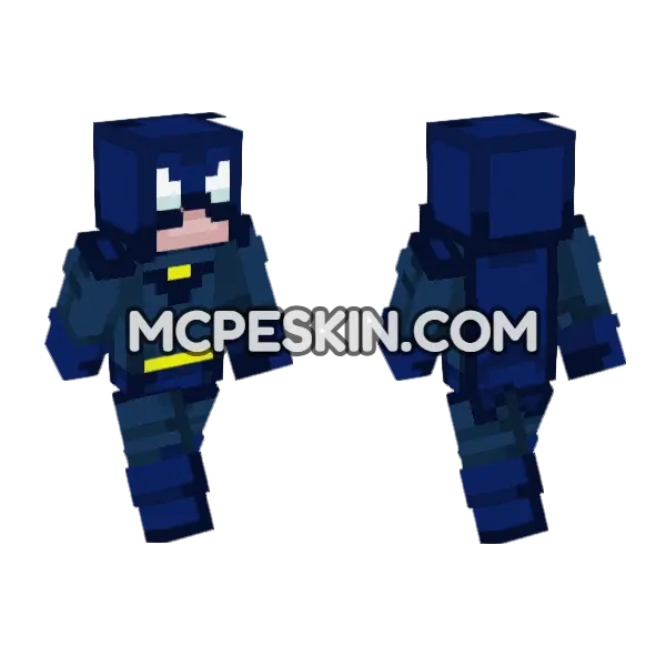Blue Batman Suit Minecraft Bedrock skin, front and back