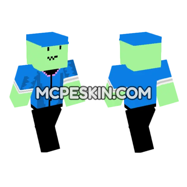 Blue Cat Hoodie Minecraft Bedrock skin, front and back