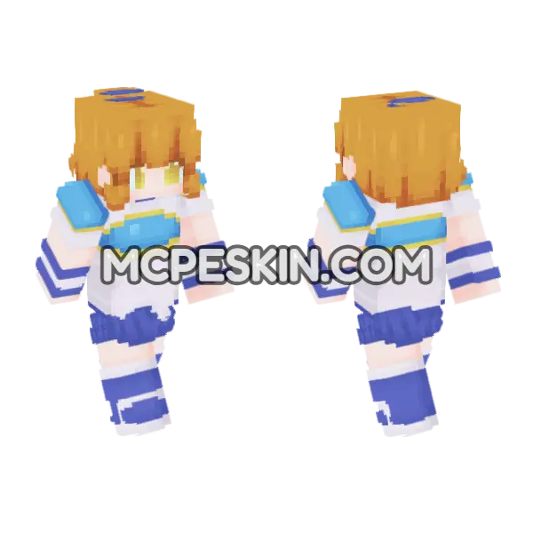Blue Cheerleader Outfit Minecraft Bedrock skin, front and back