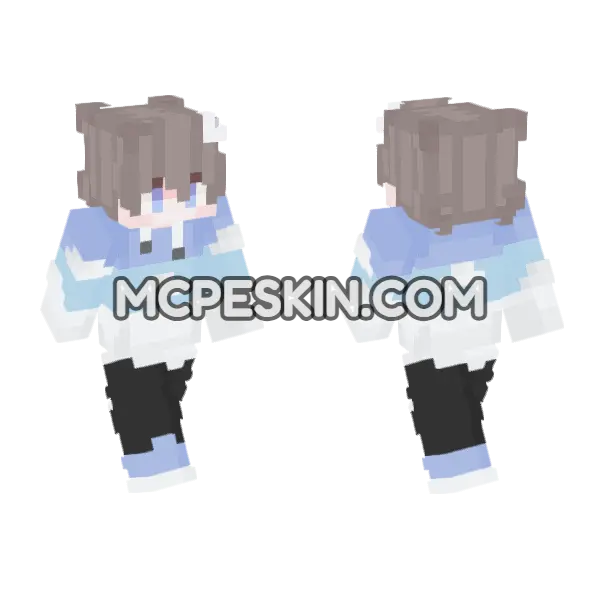 Blue Cloud Boy Minecraft Bedrock skin, front and back
