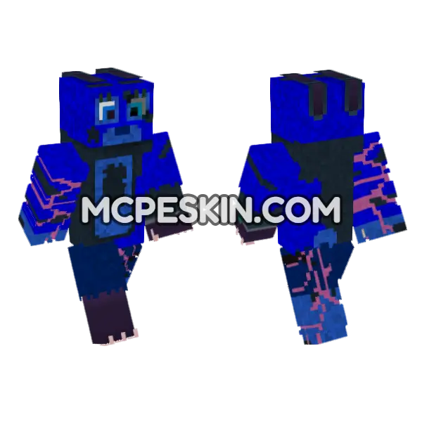 Blue Cybernetic Rabbit Minecraft Bedrock skin, front and back