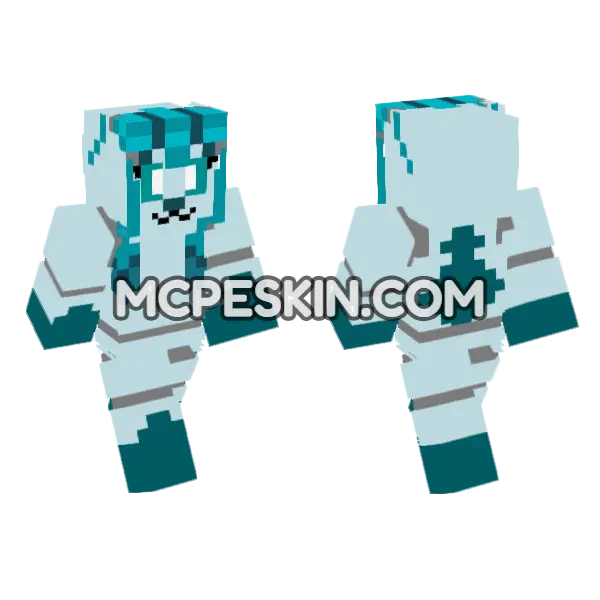 Blue Glaceon Outfit Minecraft Bedrock skin, front and back